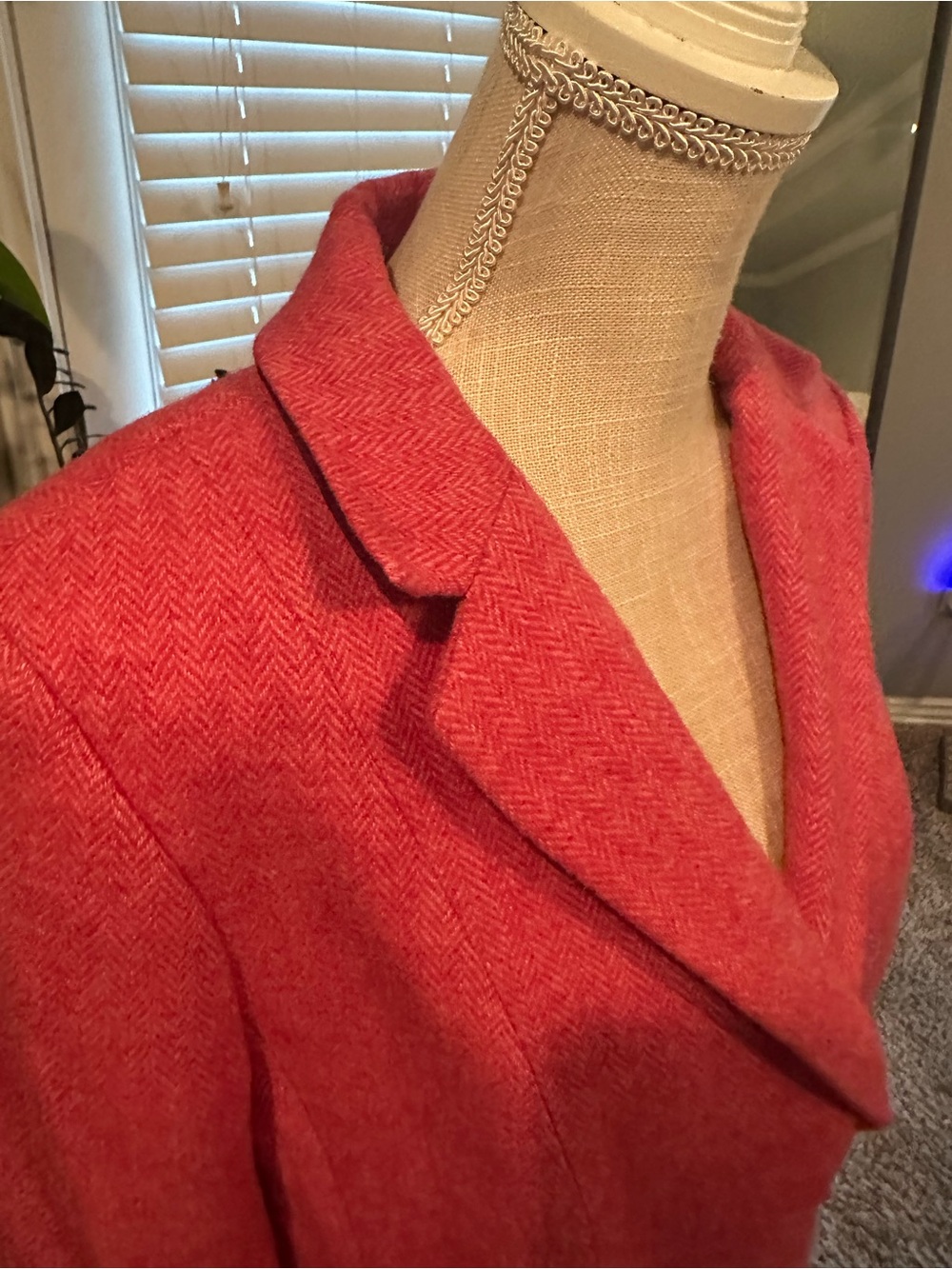 Talbots Red Herringbone Wool-Blend Single-Breasted Blazer - Picture 9 of 12